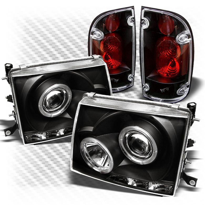 97-00 tacoma black halo projector headlights w/led + altezza style tail lights