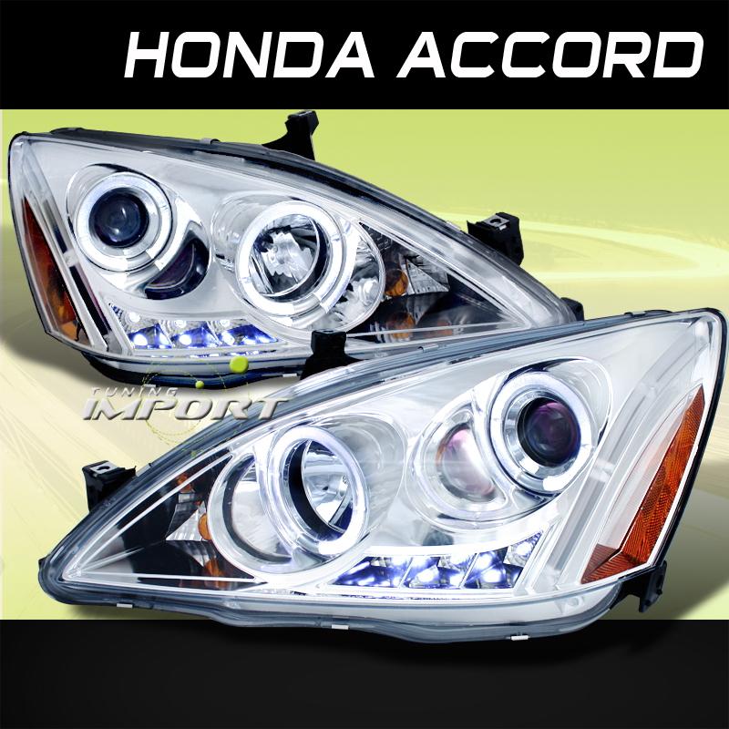 Honda 03-06 accord coupe/sedan chrome halo projector headlight w/amber signal