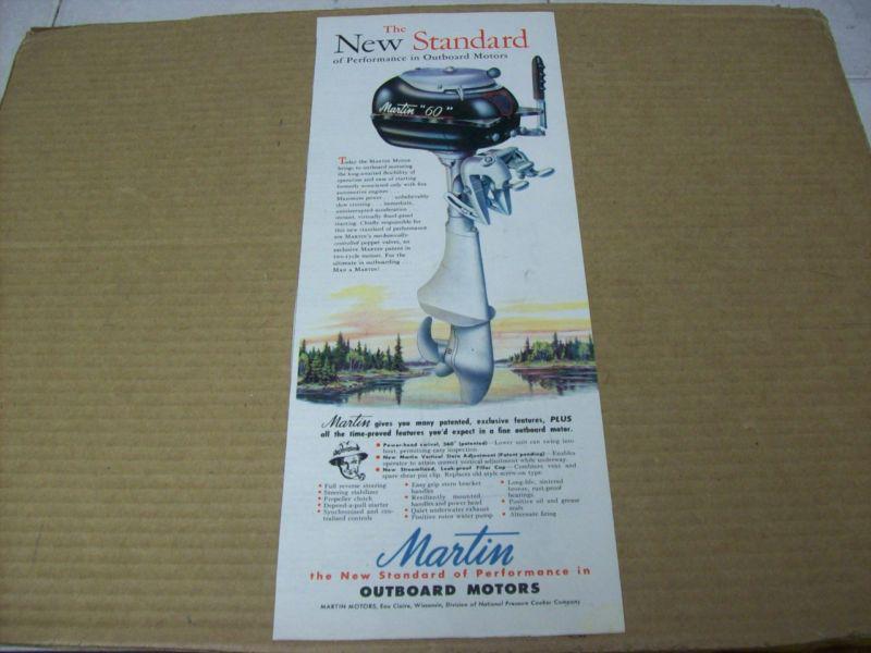 1947 martin outboard motor  advertisement,  vintage ad (color)