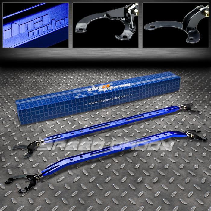 40mm aluminum front tower+rear upper strut bars/arm 01-05 honda civic em/es blue