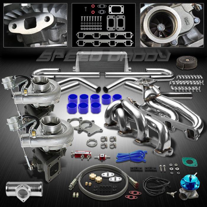 T04e 13pc t3/t4 twin turbo kit+wg+manifold+intercooler 87-94 mustang 5.0l ohv