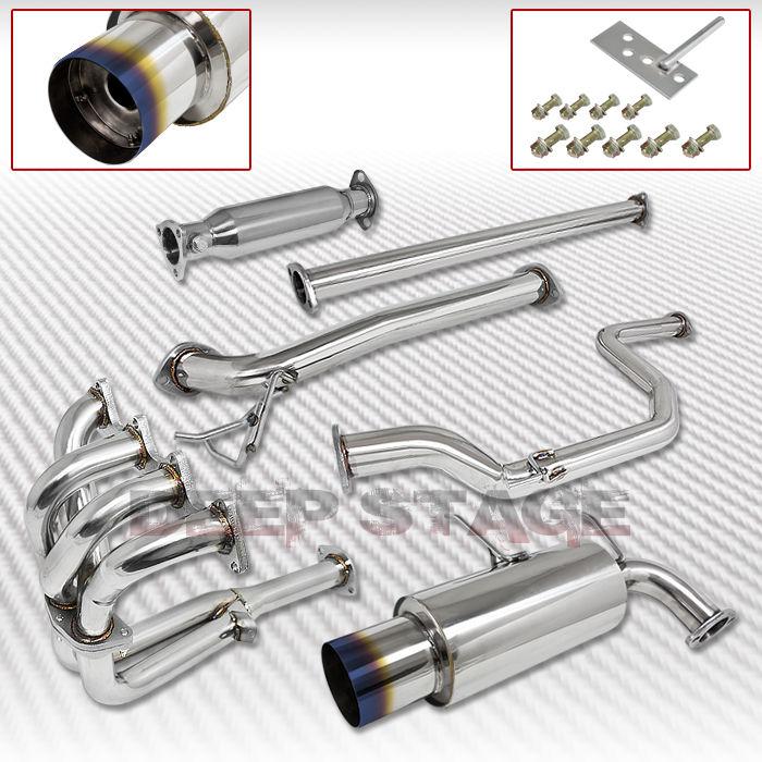 Ss cat back burn tip+ header+ piping exhaust 92-93 acura integra da5-da9 db1-db2