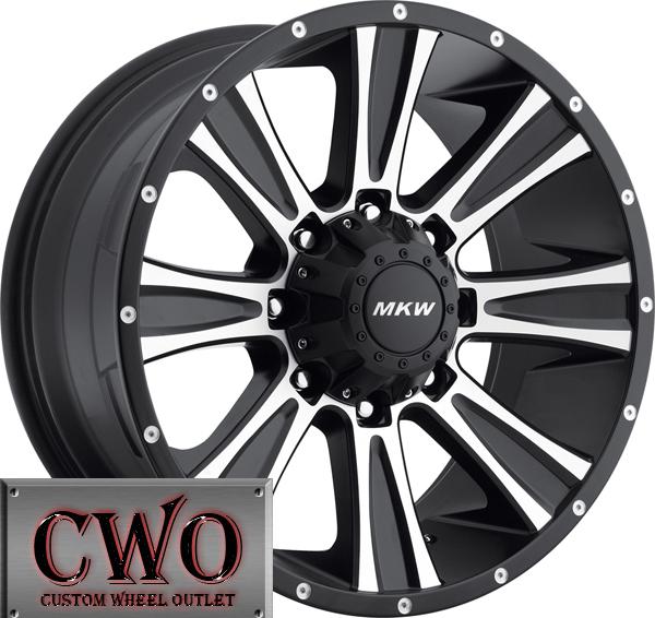 20 black mkw m87 wheels rims 6x139.7 6 lug chevy gmc 1500 titan tundra tacoma