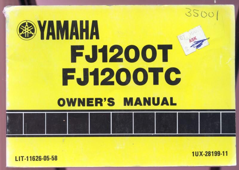 1987 yamaha fj1200t fj1200tc owner's manual