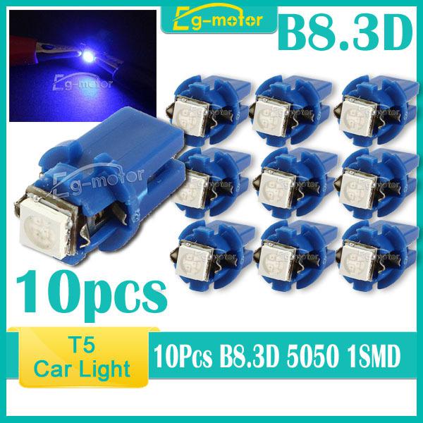 10x  t5 b8 .3d 5050 1smd led light car indicator side dashboard lamp bulb blue