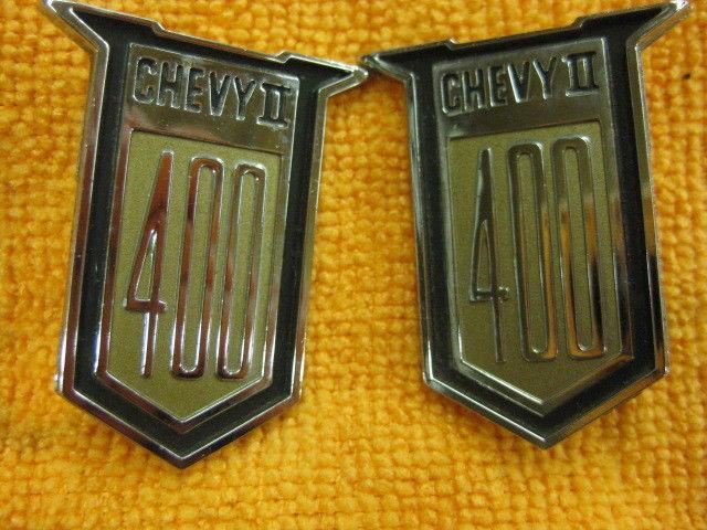  nova chevyii 400 series door panel emblems with retainers 62-65 nice originals