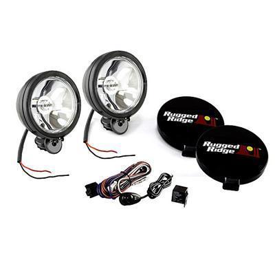 Rugged ridge halogen off-road lights 100w round 6" dia clear lens 1520751