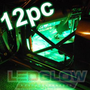 4pc green led undercar kit & 4pc wheel well lights & 4pc underdash lights