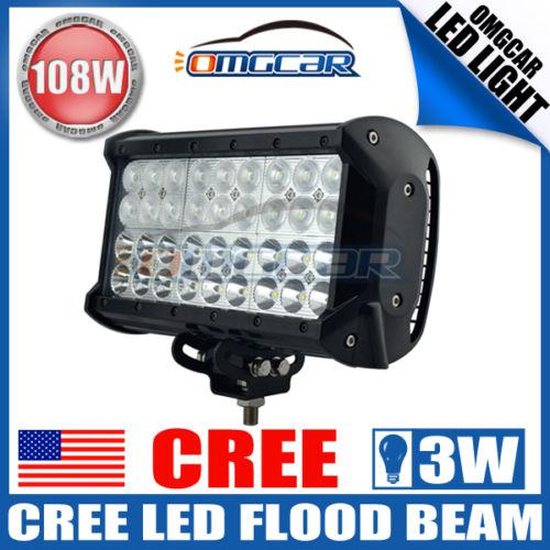 9inch 108w cree led work light bar 6150lm flood lamp 4wd driving offroad lights