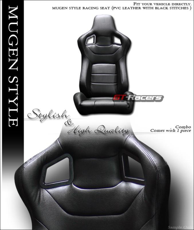 1x mu sport style jdm blk pvc leather racing bucket seat w/slider subaru saturn