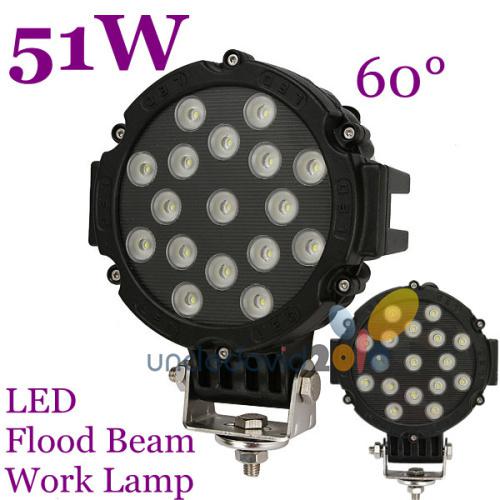 51w led work light flood beam offroad driving lamp atv ute truck jeep suv black