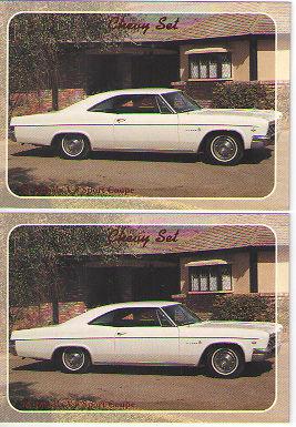 1966 chevy impala sport coupe baseball card sized cards - lot of 2 - must see !!