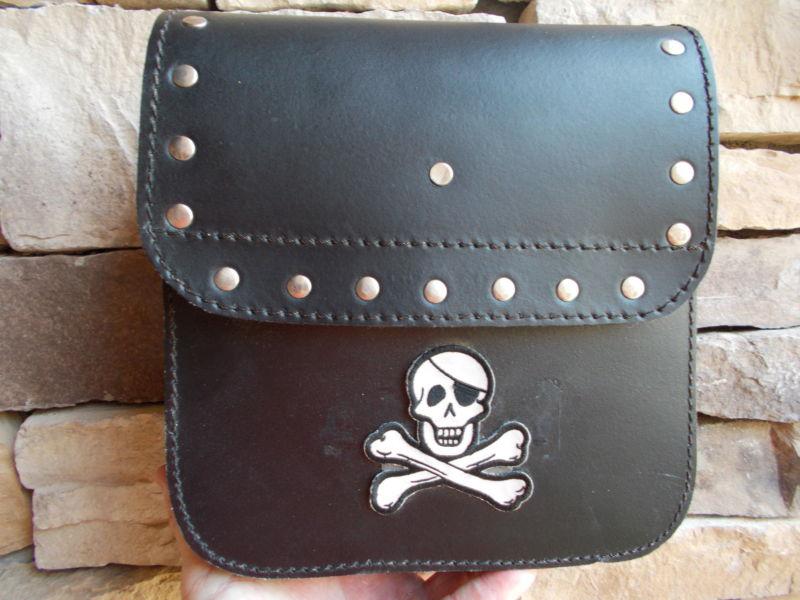 Harley style extra large studded fork tool accessory bag  