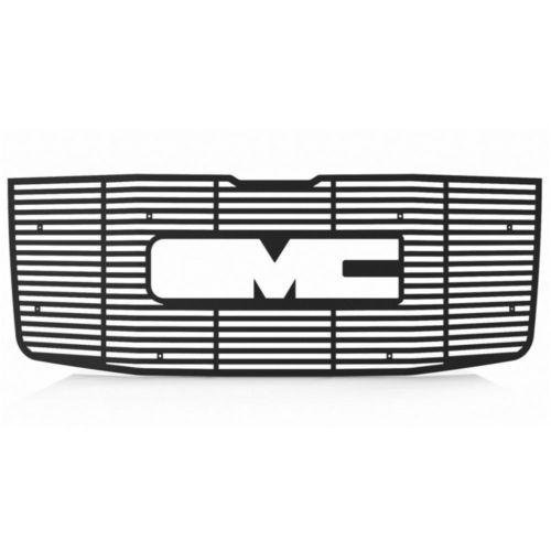 Gmc sierra hd 07-10 black horizontal billet front metal grille trim cover insert