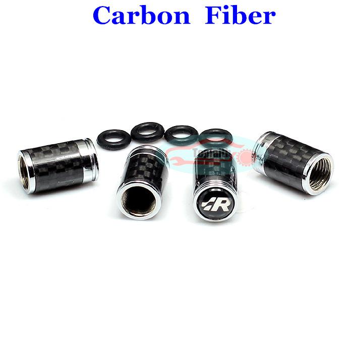 Carbon fiber airtight wheel air tyre tire valve caps stem for volkswagen vw r 