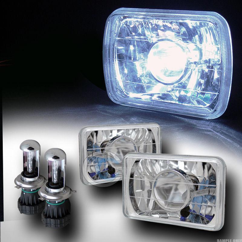 6000k hid bi-xenon+4x6 chrome square projector head lights h4 lincoln pontiac