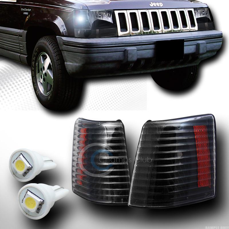 Blk parking corner light lamp amber k2+1 smd led bulbs 93-98 jeep grand cherokee