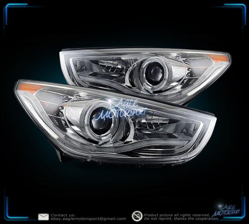 2010-2012 tucson halo projector headlights chrome head lamps assembly