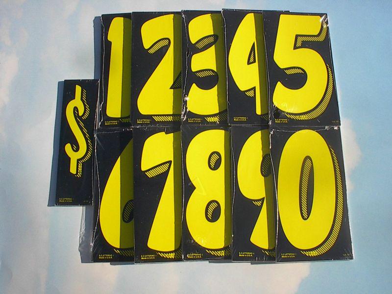 *car dealer 11 dozen 7.5” vinyl window sticker numbers yellow/black