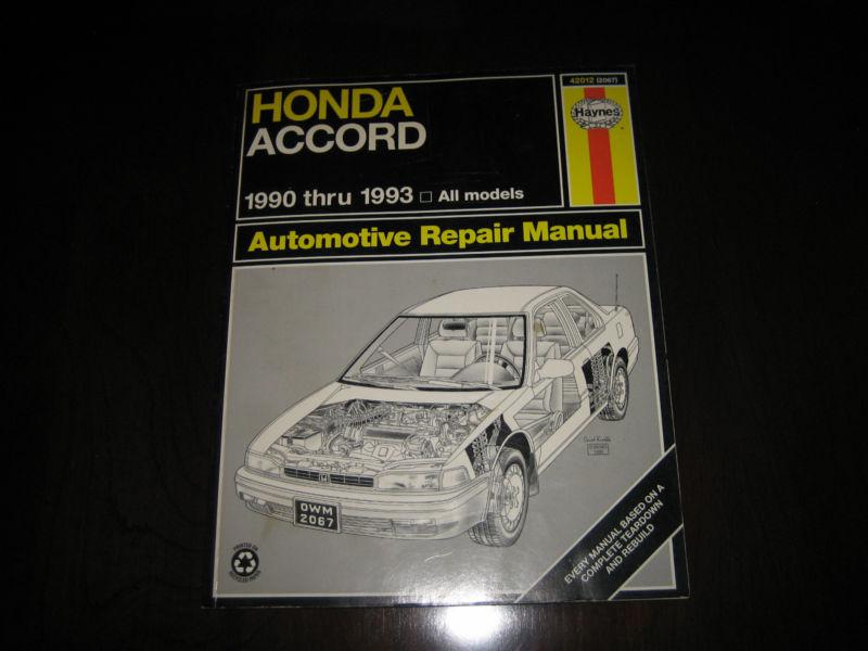 1990 1991 1992 1993 honda accord automotive repair manual by haynes