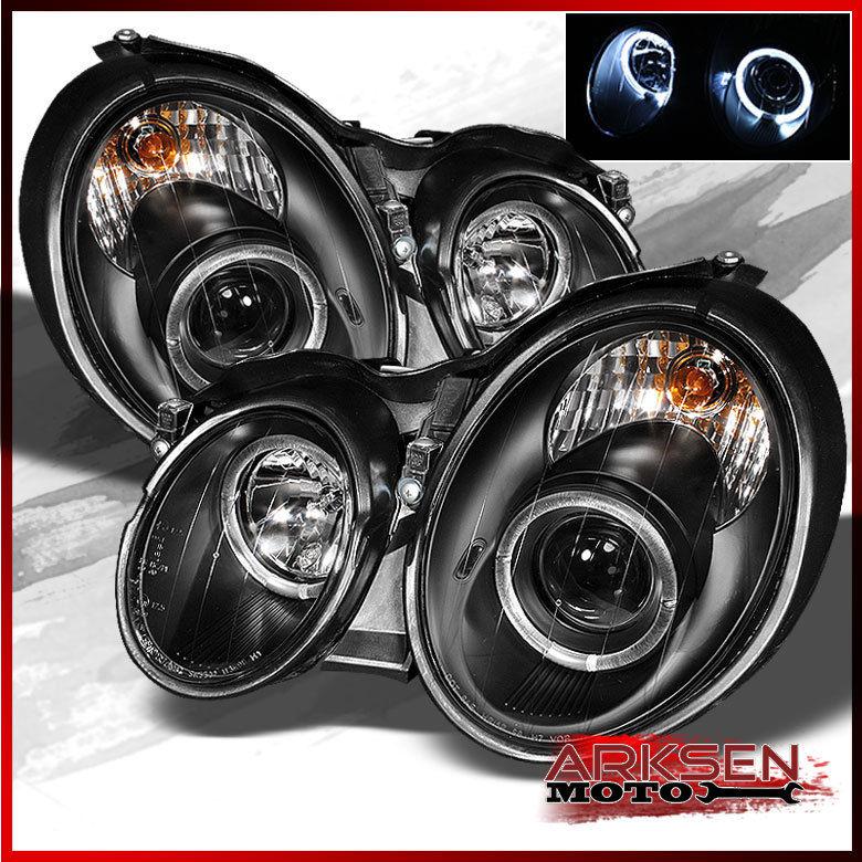 98-02 mercedes-benz w208 clk black halo projector head lights front lamp upgrade