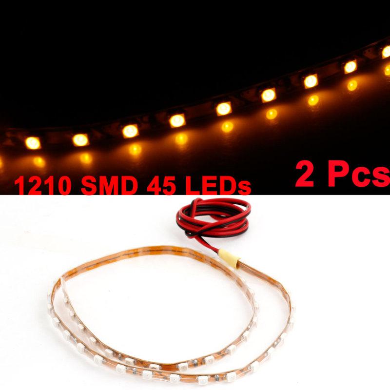 Dc 12v yellow 45 1210 smd vehicle led flexible light strip decor 45cm 2pcs