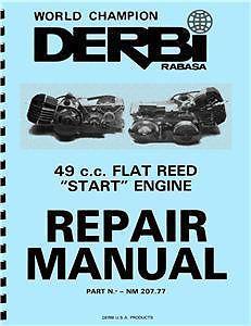 Derbi 49cc moped flat reed start engine repair manual