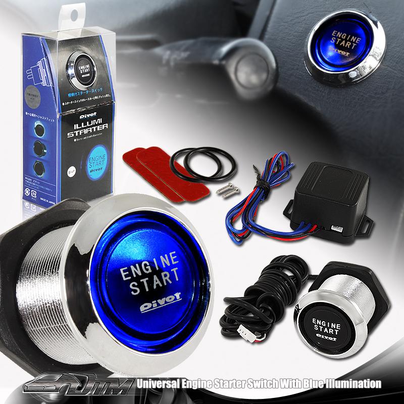 Universal 22mm blue led illumination engine ignition push start button starter