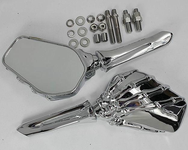 Chrome skull motorcycle mirrors for honda kawasaki suzuki yamaha cruiser bikes