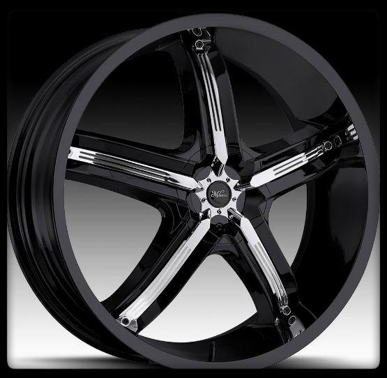 20" x 8" milanni 459 belair 5 black 5x108 thunderbird lr2 wheel rims free lugs