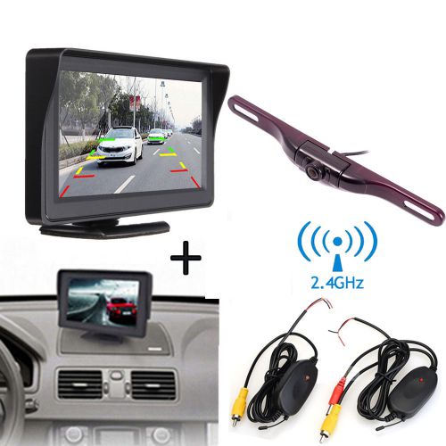 4.3&#034; car monitor + wireless long license car reverse rear view ir backup camera