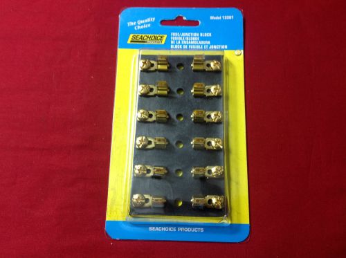 Junction block 6 gang brass 20 amp 3 ag fuse heavy duty seachoice 13361