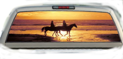 Horse riders sunset #02 rear window graphic tint truck stickers decals