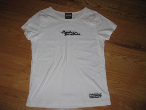 Harley-davidson fond du lac, wi women&#039;s white short sleeve cotton shirt sz m-l