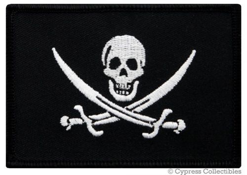 Poison biker patch flag skull swords pirate jolly roger applique - black/white