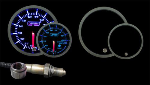 Wideband air fuel ratio gauge w/ bosch 4.9 o2 sensor blue/white prosport gauges