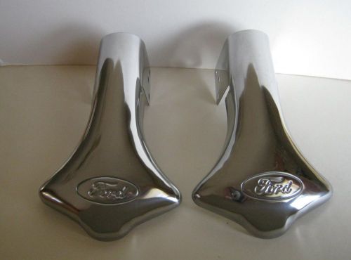 Ford logo stainless steel tailpipe exhaust deflectors pair (2)