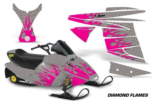 Amr racing ski doo mini z kids snowmobile wrap sled graphics kit diamond flame p