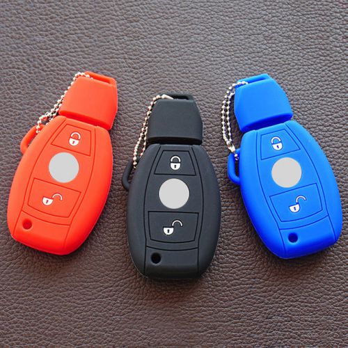 Silicone car key fob stickers case cover skin wallet for mercedes benz 2 buttons