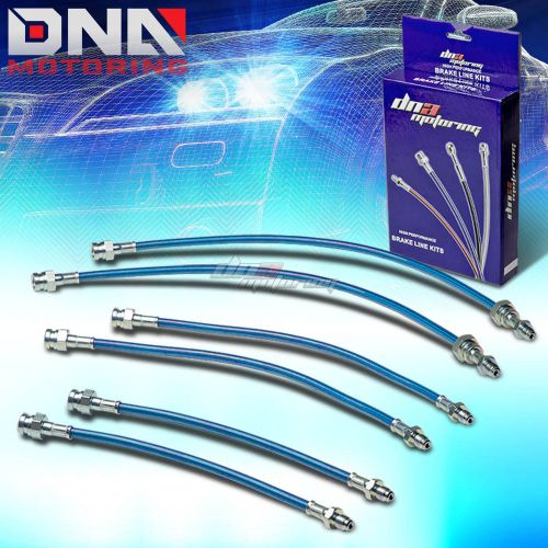 84-85 mazda rx7 fb s3 13b blue stainless steel braided hose brake line/cables