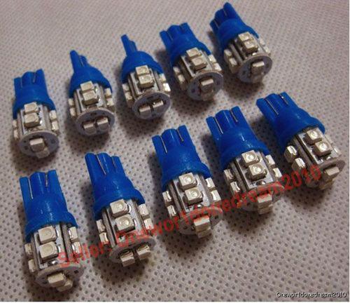 10 pcs t10 168 194 w5w 10-smd led smt car wedge tail light lamp bulb 12v blue