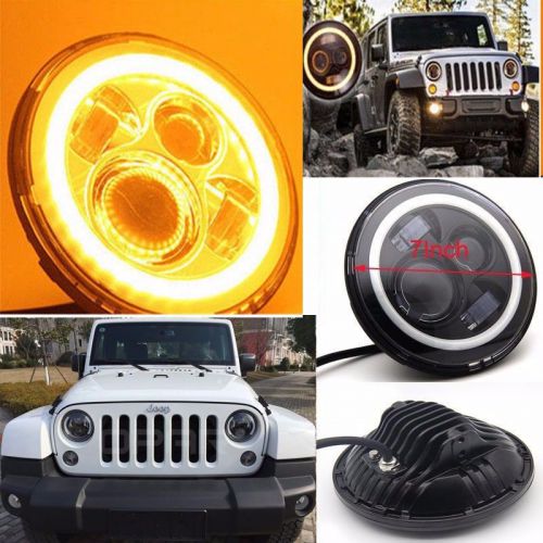 7 inch round led headlights halo angle eyes for jeep 97-2015 wrangler jk lj tj