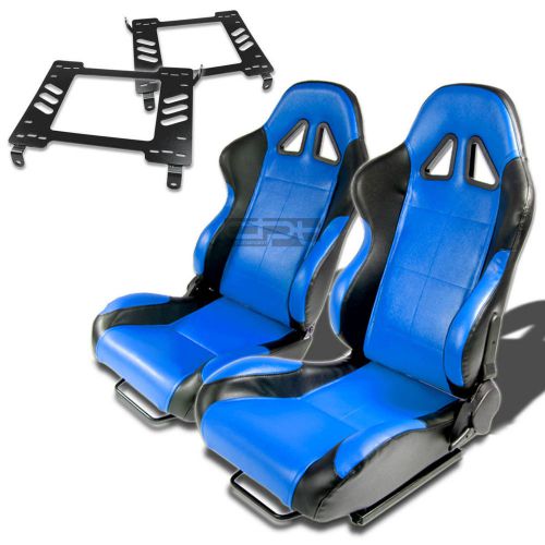 Type-5 racing seat black blue woven+silder/rail+for 94-05 dodge neon sxmount x2