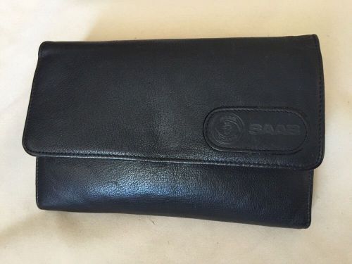 Unique saab beautiful black leather owner&#039;s manual case