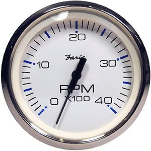 New faria chesapeake white ss 4&#034; tachometer 4,000 rpm (diesel magnetic