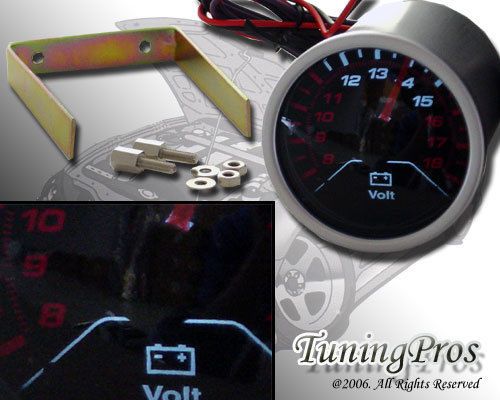 Voltmeter 52mm universal tinted white leds gauge 4 all