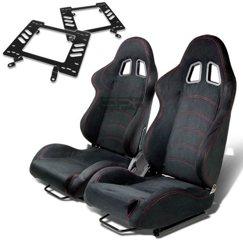 Type-1 racing seat black suede+silder/rail+for 79-98 ford mustang bracket x2