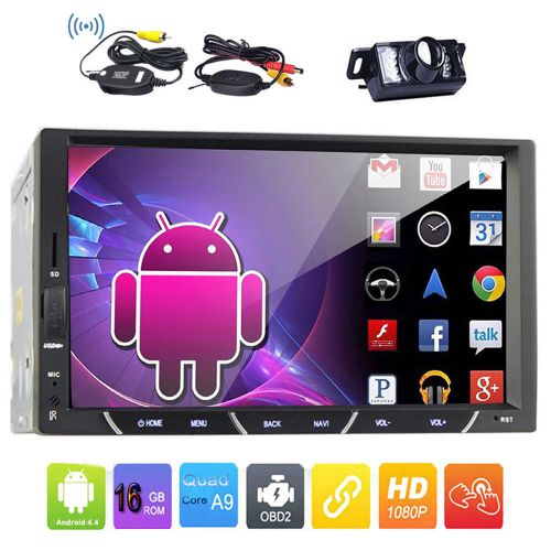 Quad-core android 4.4 2din gps sat auto stereo radio car no dvd player bt camera