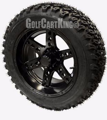 &#034;chaos&#034; matte black 14&#034; wheel-23&#034; blacktrail lifted golf cart tire/wheel combo