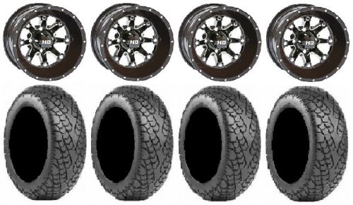 Itp hd4 black golf wheels 12&#034; 215x35-12 greensaver tires yamaha